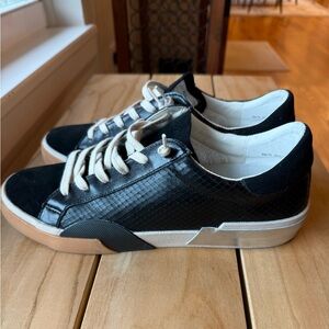 Dolce Vita Women's Zina Sneaker, Onyx Embossed Leather, 10